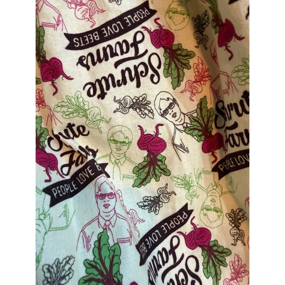 The Office Schrute Farms Dwight Beets Novelty Print Lined Pleated Skirt Cream
